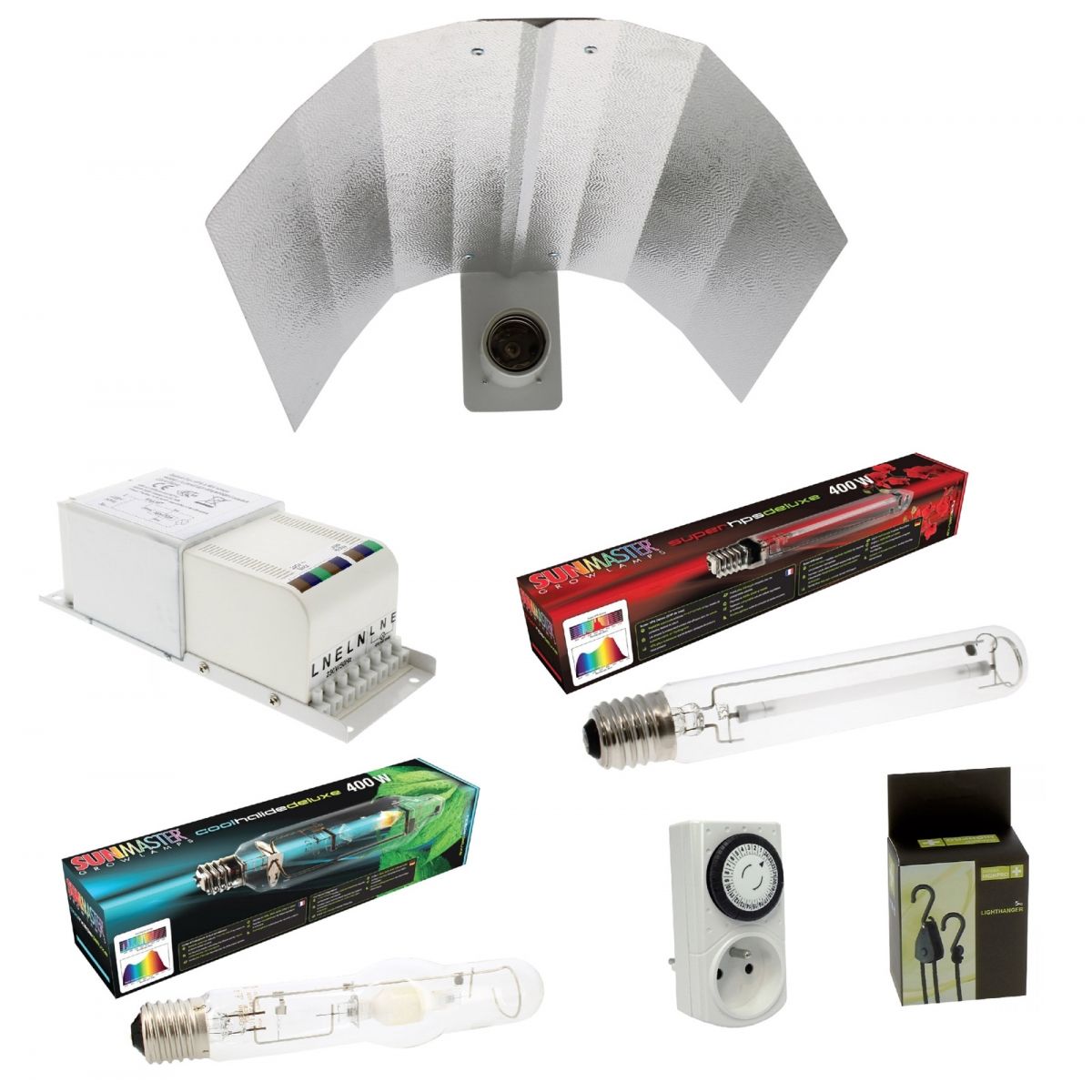 Kit lampe 400W DUO MH 7200K + super HPS Sunmaster 2100K