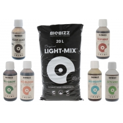 Pack Light Mix 20 litres avec engrais 6 x 250ml Biobizz