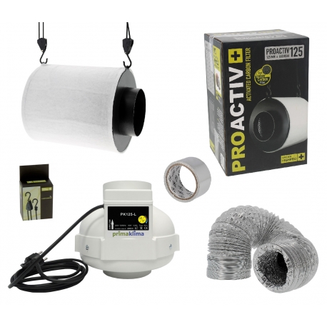 Kit anti-odeurs 360m3/h + filtre à charbon Proactiv 125mm