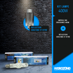 Kit lampe MH Croissance 400W - Réflecteur Cooltube & Vitré