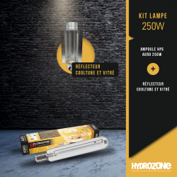 Kit lampe Agro 250W - Réflecteur Cooltube & Vitré
