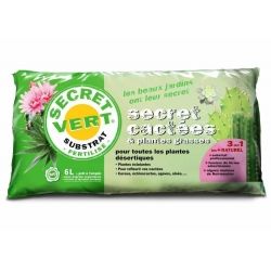 Terreau pour cactées et plantes grasses Secret Vert - Sac de 3kg 