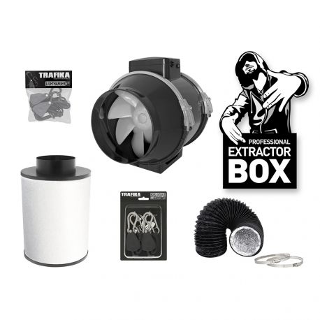 KIT D'EXTRACTION 100mm / 250m³/h – TRAFIKA | Extracteur d’Air à Double Vitesse, Filtre à Charbon, Gaine Flexible