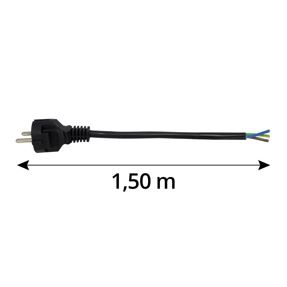 Câble prise terre 3*1.5mm - H05VV-F - intensité 16A - L: 1.50 mètres